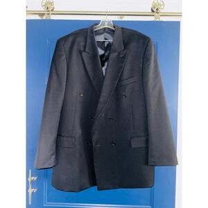 J.D. Christopher Blazer‎ Men 48LBlack Excellent Double Breasted Wool Blend